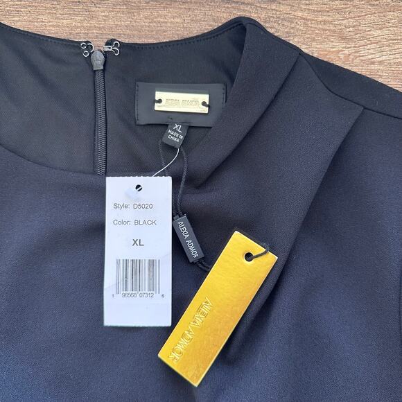 Alexia Admor Harper Short Sleeve Midi Sheath Dress Black - Picture 9 of 11